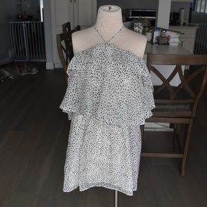 Mango Polka Dot Cold Shoulder Dress